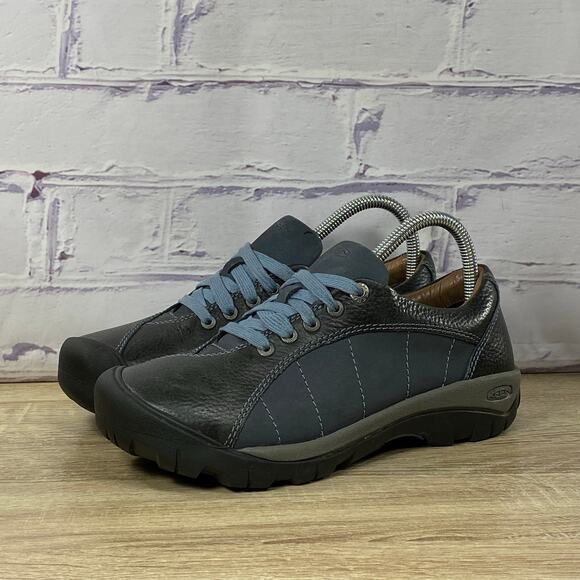 Keen Presidio Blue Grey Leather Hiking Shoes Women's Size 8 Lace Up Sneakers - Picture 3 of 8
